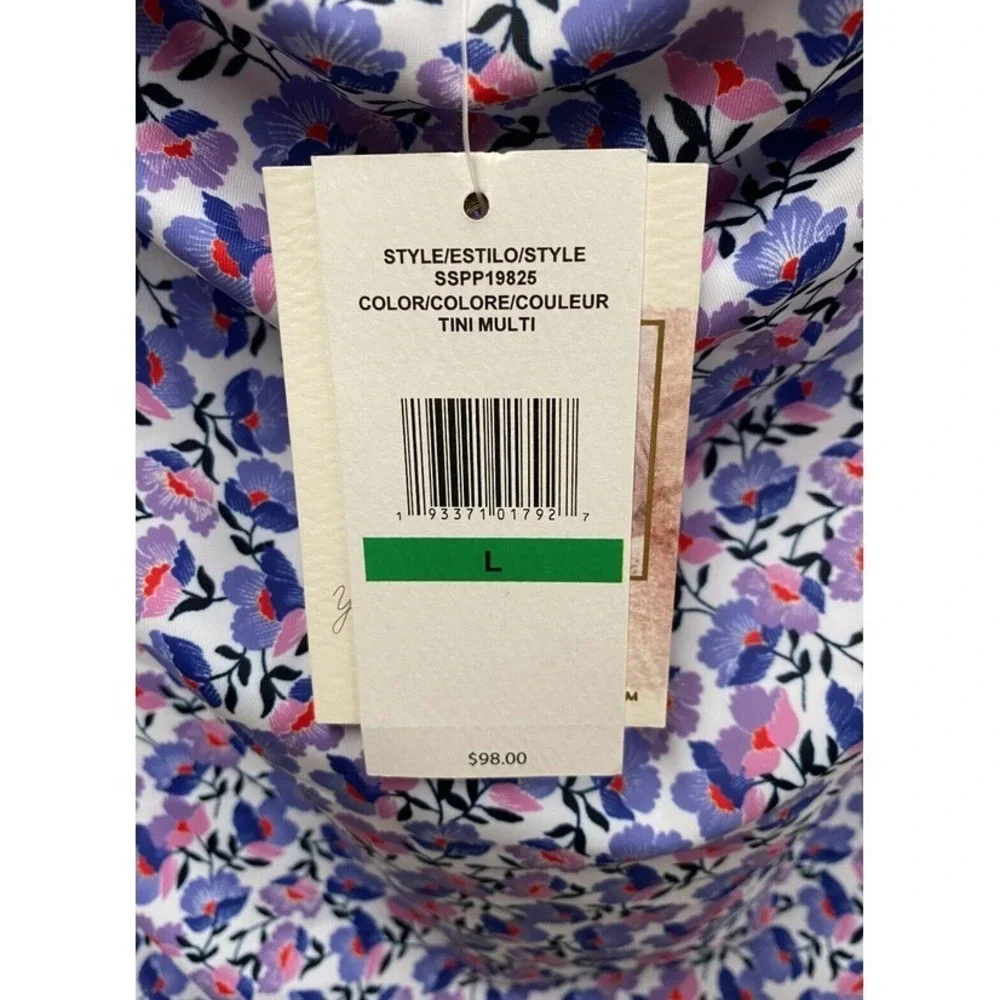 Jessica Simpson Swim Womens Size Large Floral Halter One Piece Swimsuit New $98